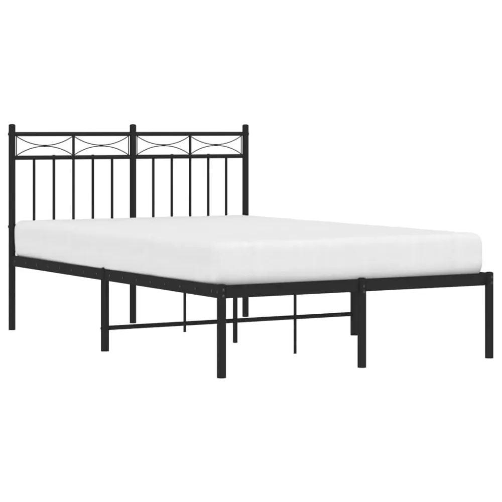 Bedframe met hoofdbord metaal zwart 120x190 cm