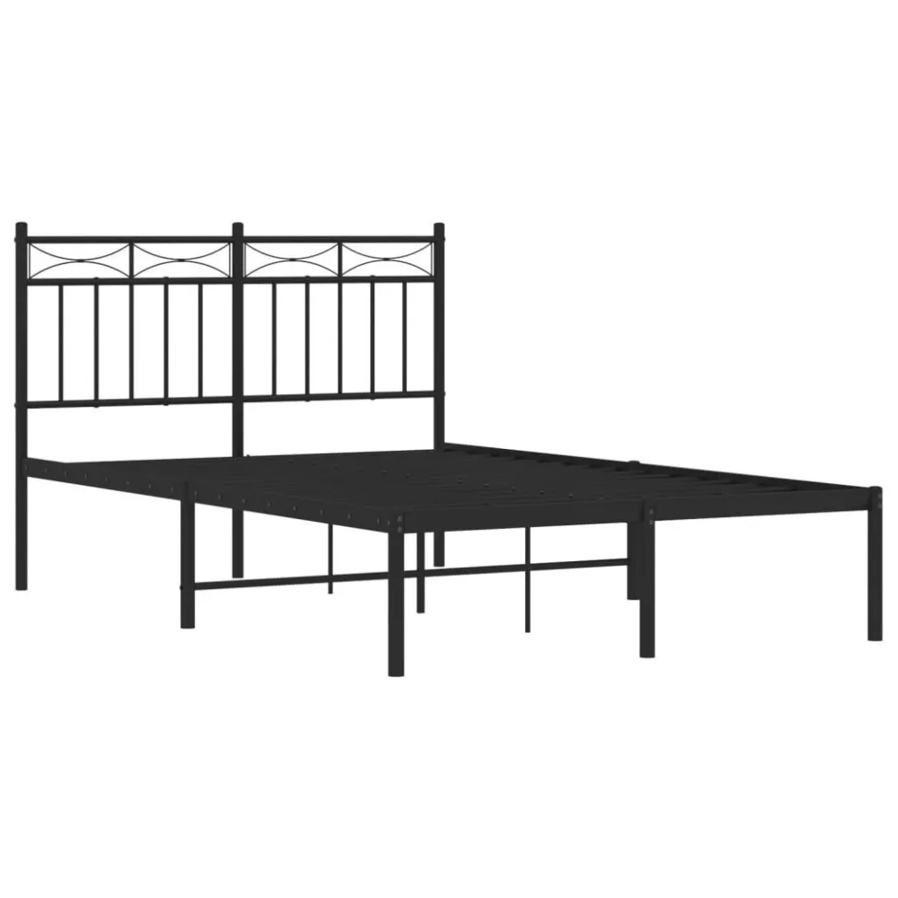 Bedframe met hoofdbord metaal zwart 120x190 cm