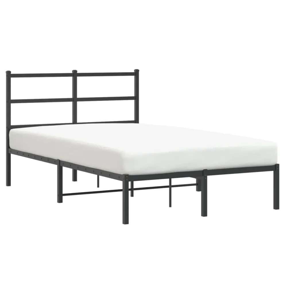 Bedframe met hoofdbord metaal zwart 120x190 cm