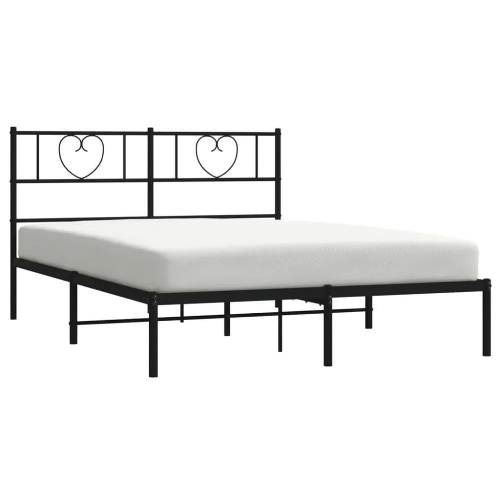 Bedframe met hoofdbord metaal zwart 120x190 cm