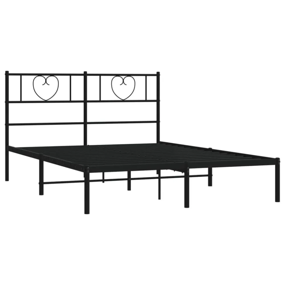 Bedframe met hoofdbord metaal zwart 120x190 cm