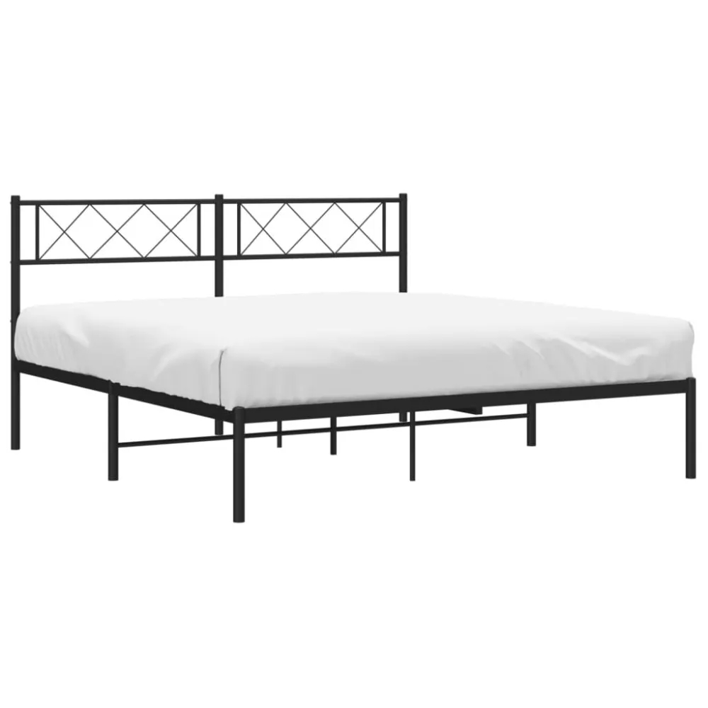 Bedframe met hoofdbord metaal zwart 120x190 cm