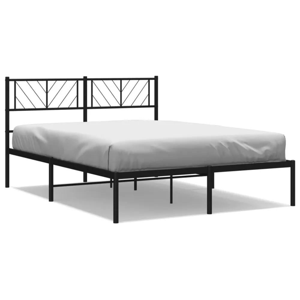 Bedframe met hoofdbord metaal zwart 120x190 cm