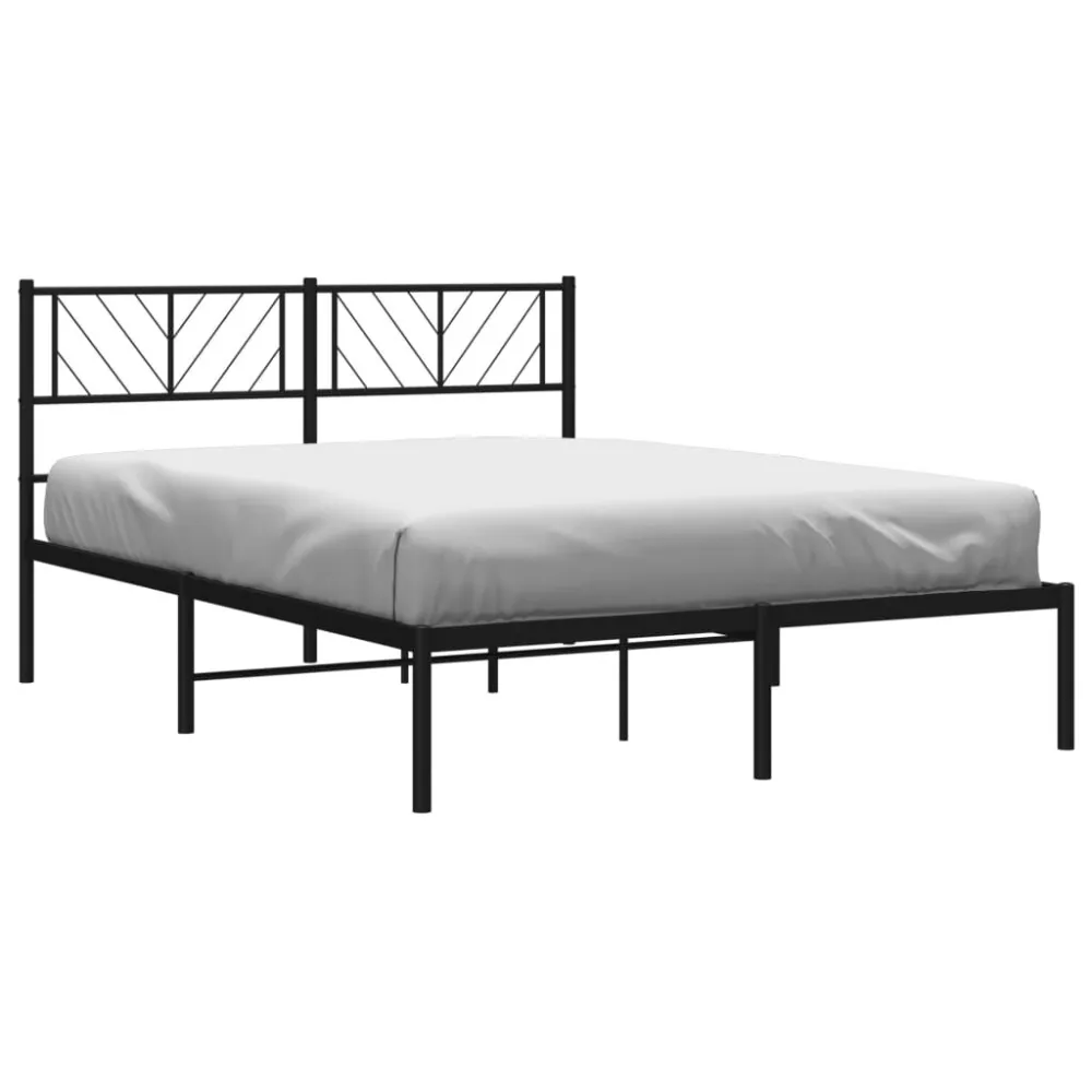 Bedframe met hoofdbord metaal zwart 120x190 cm