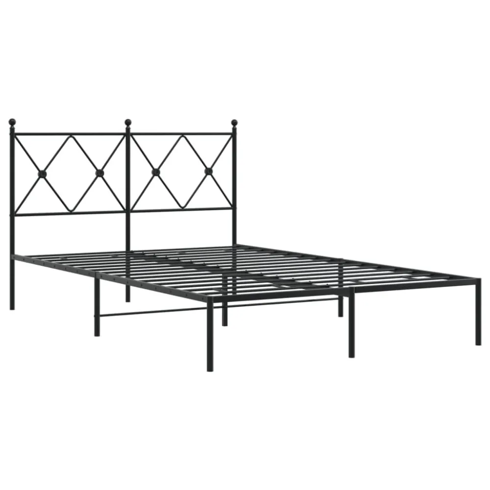 Bedframe met hoofdbord metaal zwart 120x190 cm