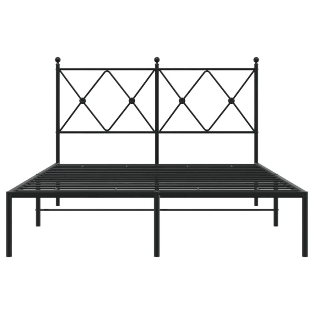 Bedframe met hoofdbord metaal zwart 120x190 cm