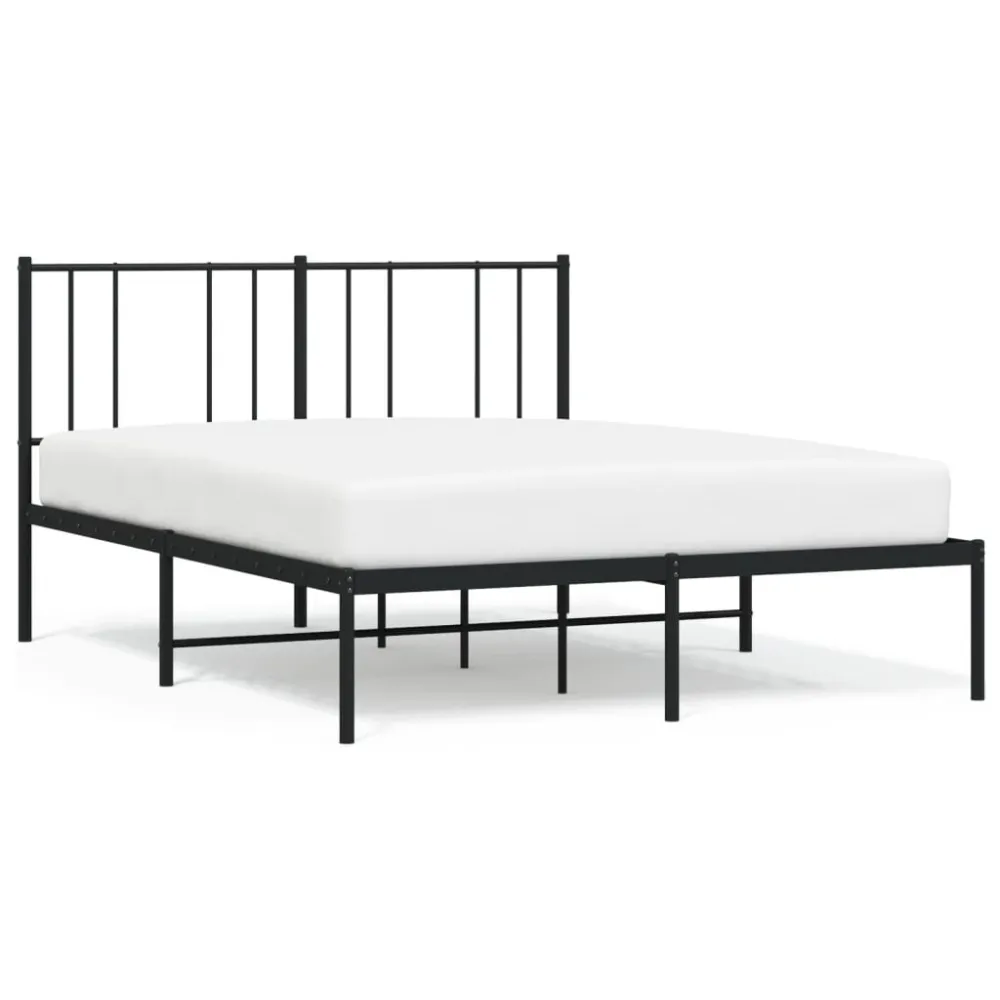 Bedframe met hoofdbord metaal zwart 120x190 cm