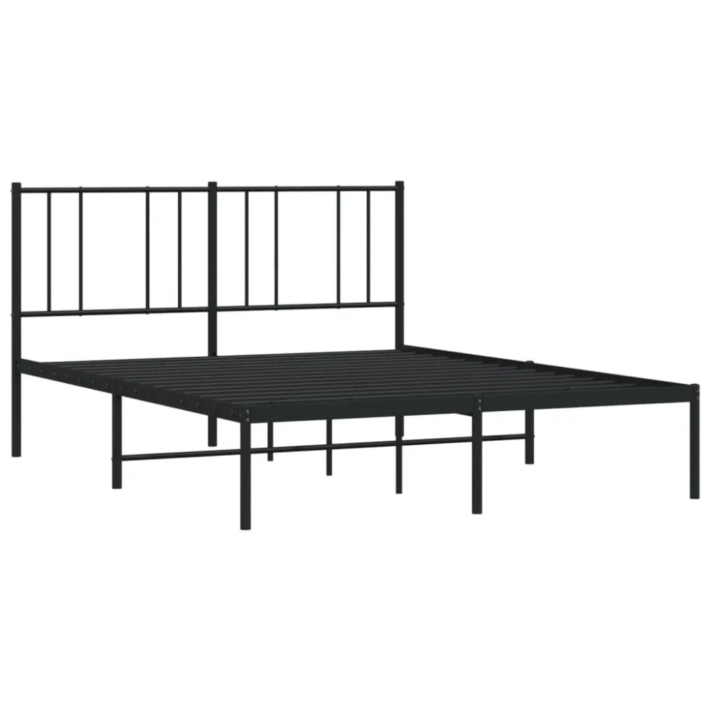 Bedframe met hoofdbord metaal zwart 120x190 cm