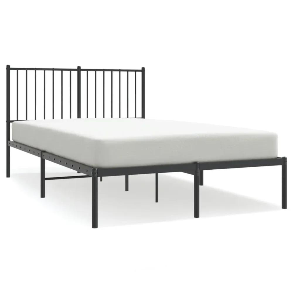 Bedframe met hoofdbord metaal zwart 120x190 cm