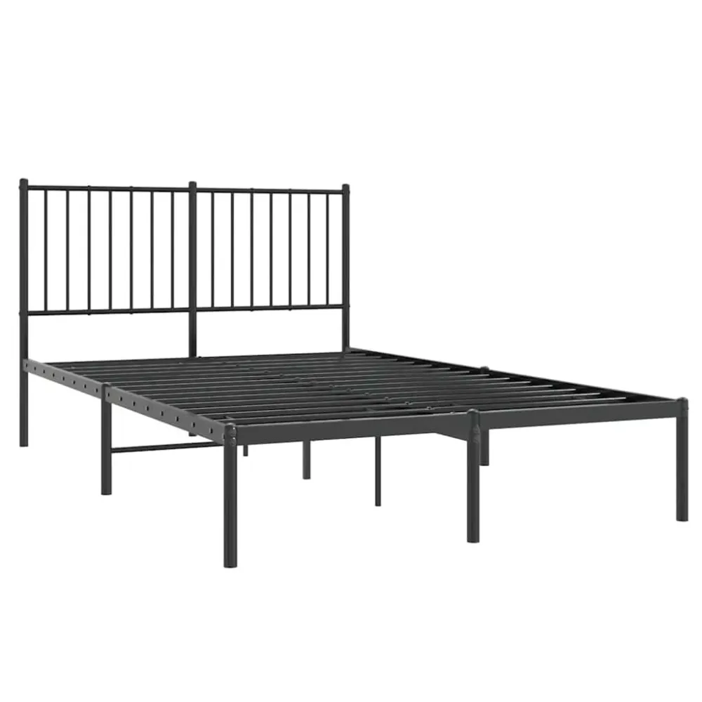 Bedframe met hoofdbord metaal zwart 120x190 cm