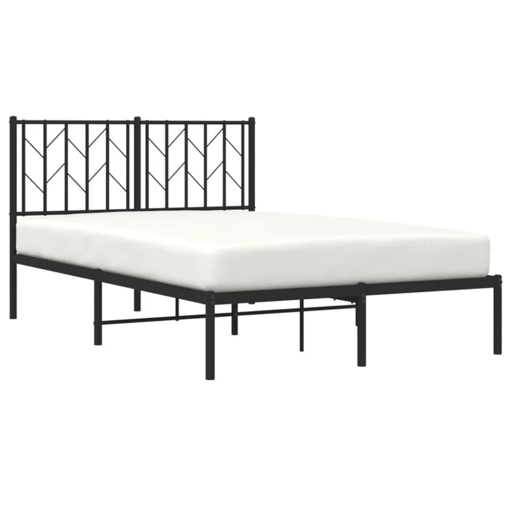 Bedframe met hoofdbord metaal zwart 120x190 cm