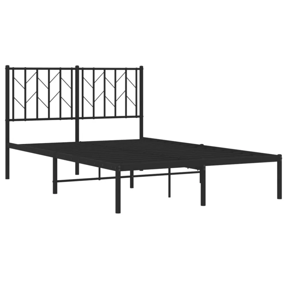 Bedframe met hoofdbord metaal zwart 120x190 cm