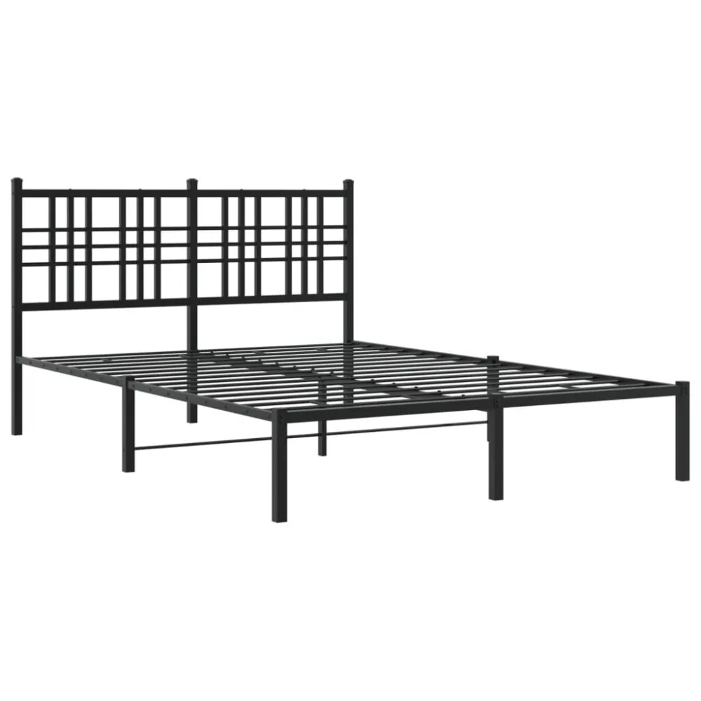 Bedframe met hoofdbord metaal zwart 120x190 cm