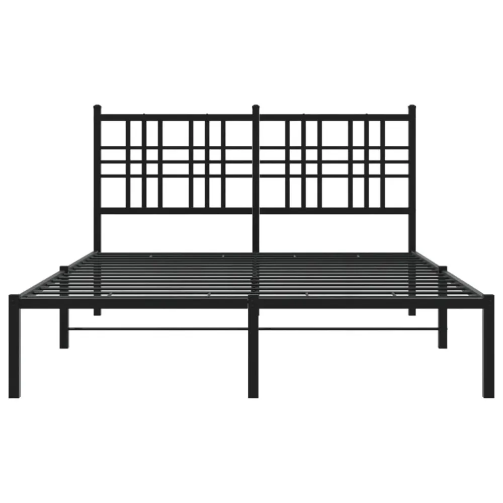 Bedframe met hoofdbord metaal zwart 120x190 cm