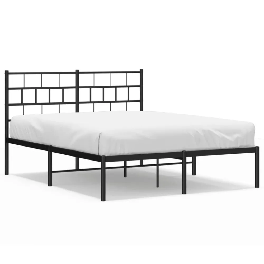 Bedframe met hoofdbord metaal zwart 120x190 cm