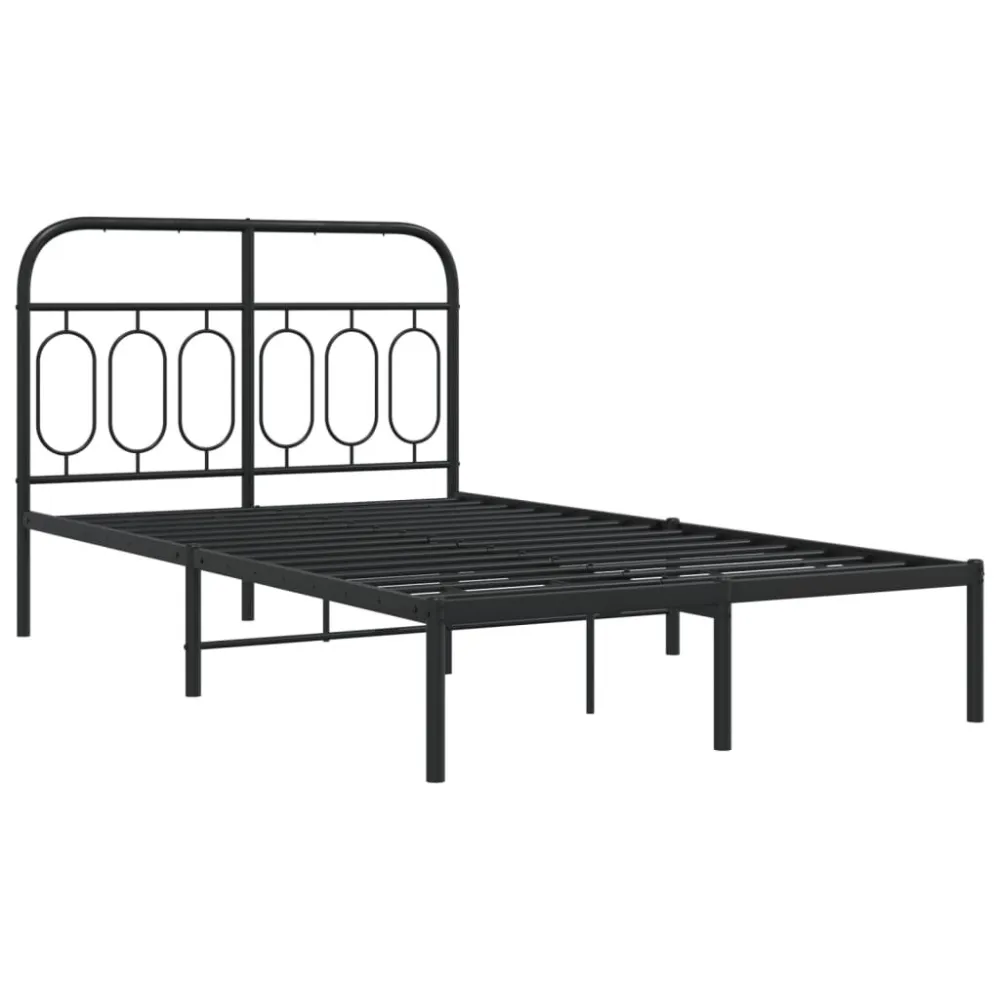 Bedframe met hoofdbord metaal zwart 120x190 cm