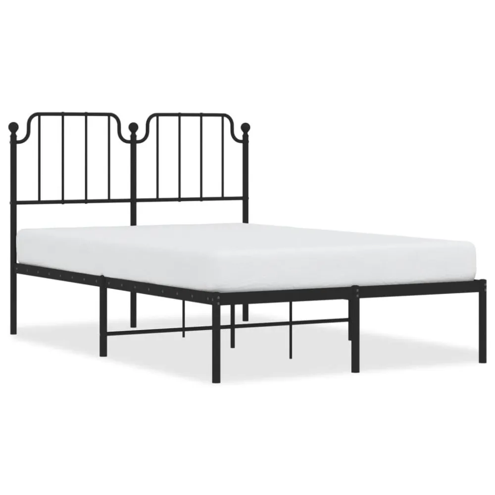 Bedframe met hoofdbord metaal zwart 120x190 cm