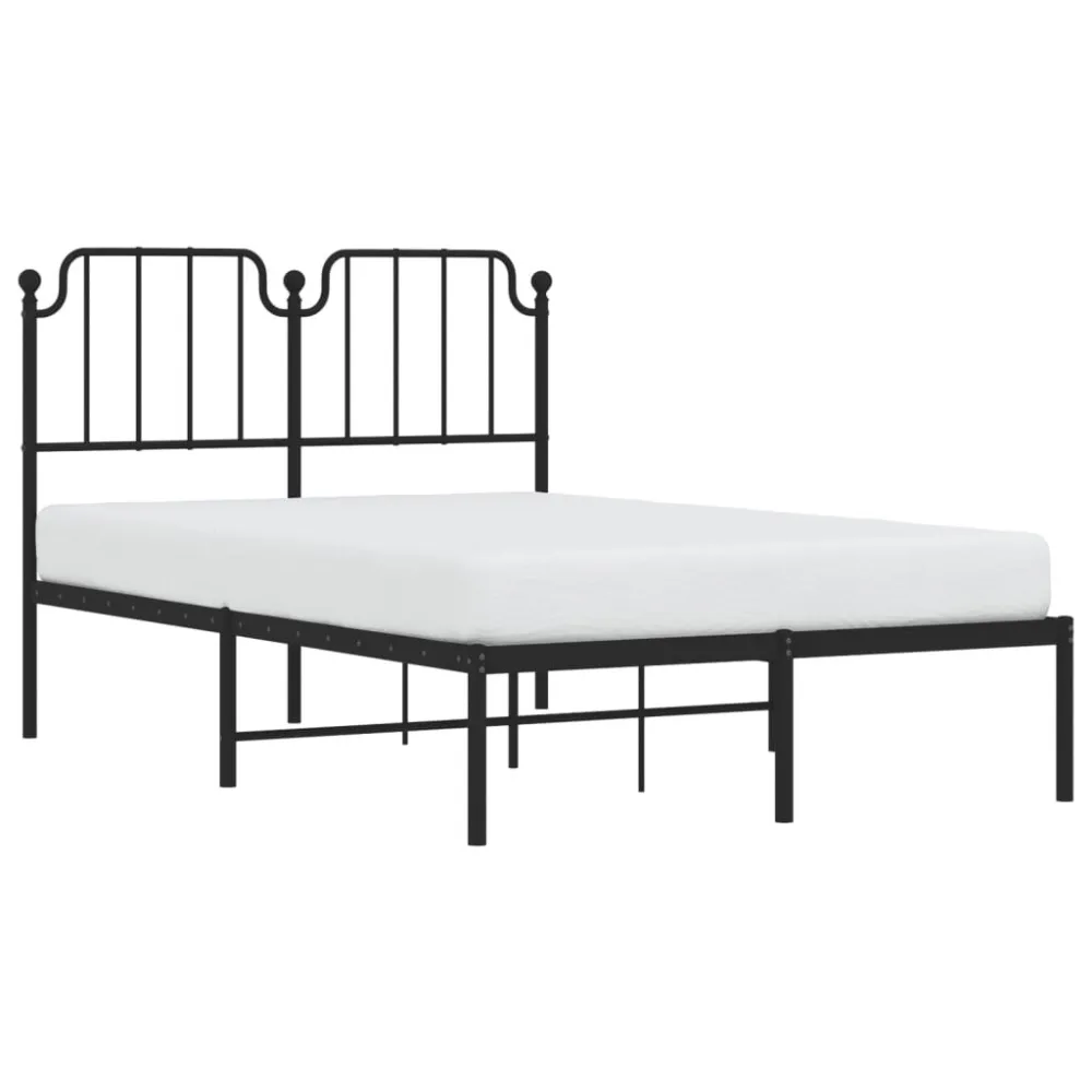 Bedframe met hoofdbord metaal zwart 120x190 cm