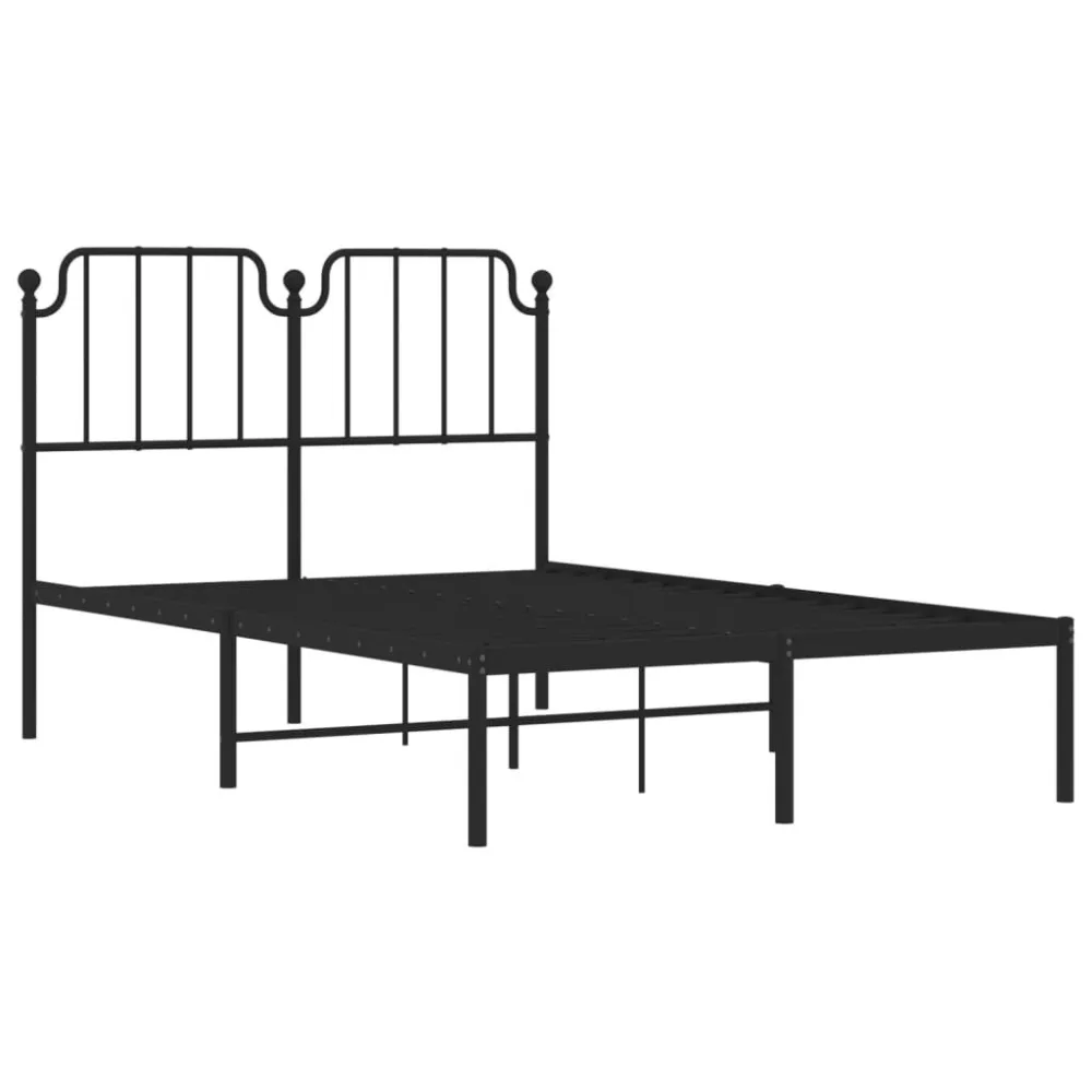 Bedframe met hoofdbord metaal zwart 120x190 cm