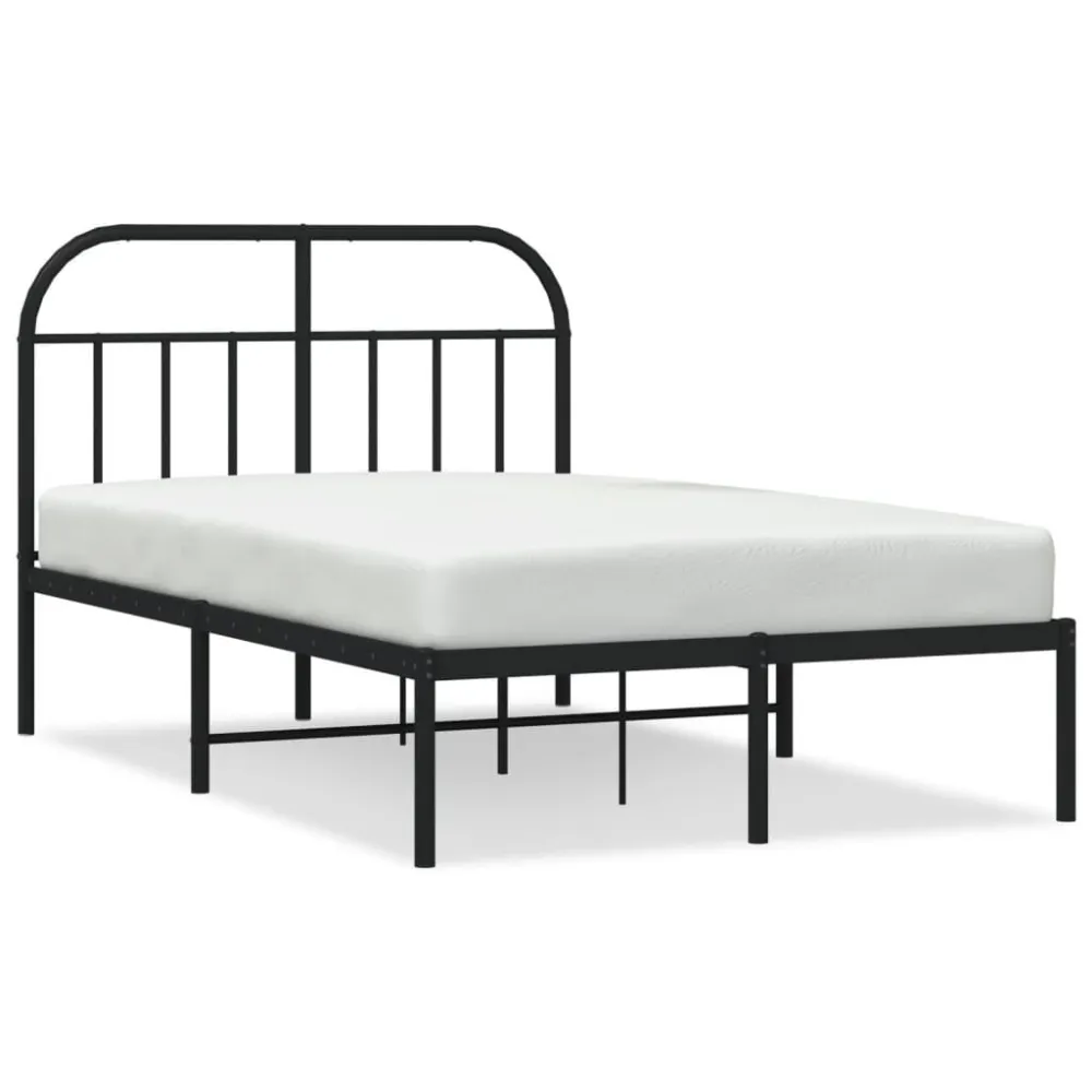 Bedframe met hoofdbord metaal zwart 120x190 cm