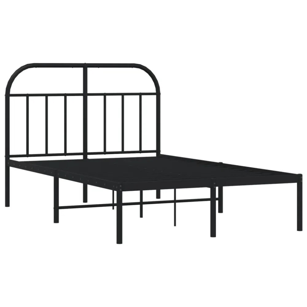 Bedframe met hoofdbord metaal zwart 120x190 cm