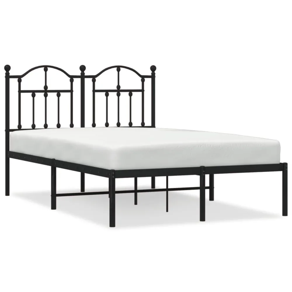 Bedframe met hoofdbord metaal zwart 120x190 cm