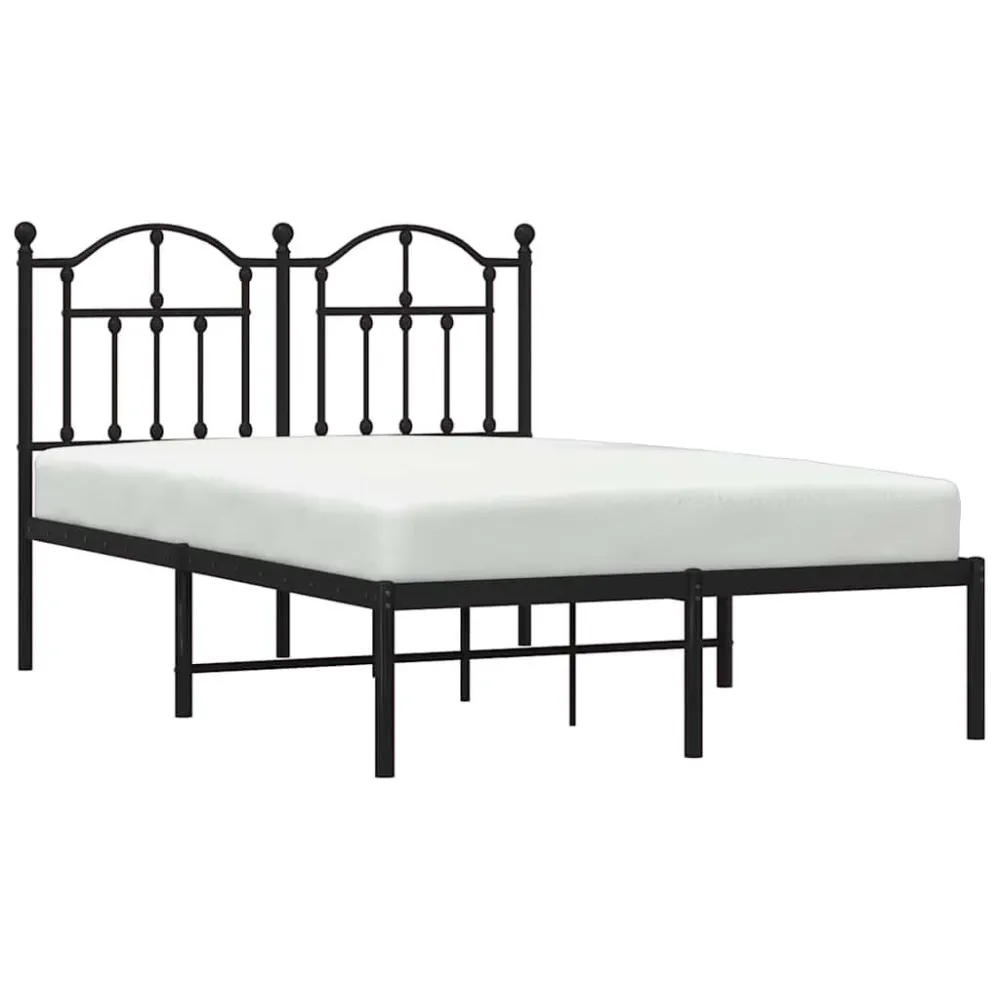 Bedframe met hoofdbord metaal zwart 120x190 cm
