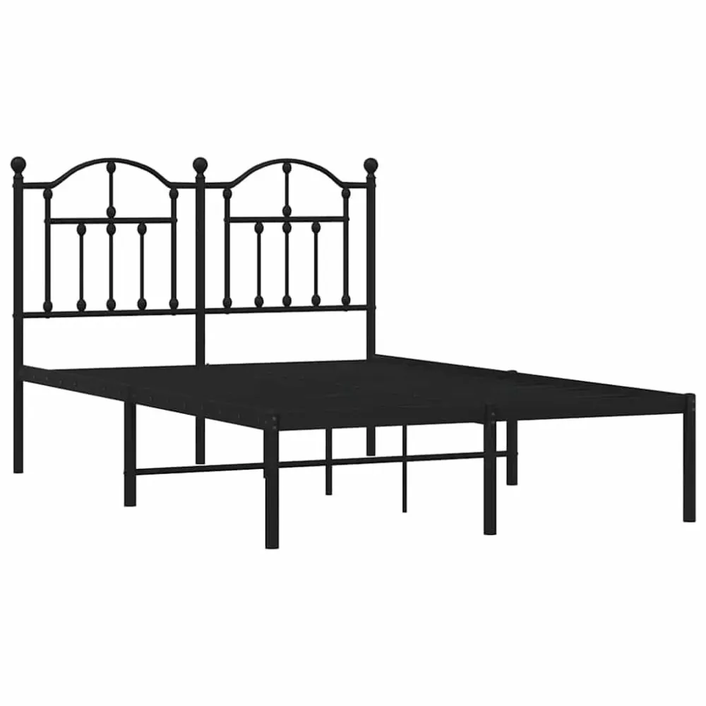 Bedframe met hoofdbord metaal zwart 120x190 cm