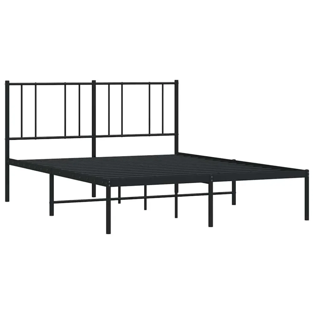 Bedframe met hoofdbord metaal zwart 140x190 cm