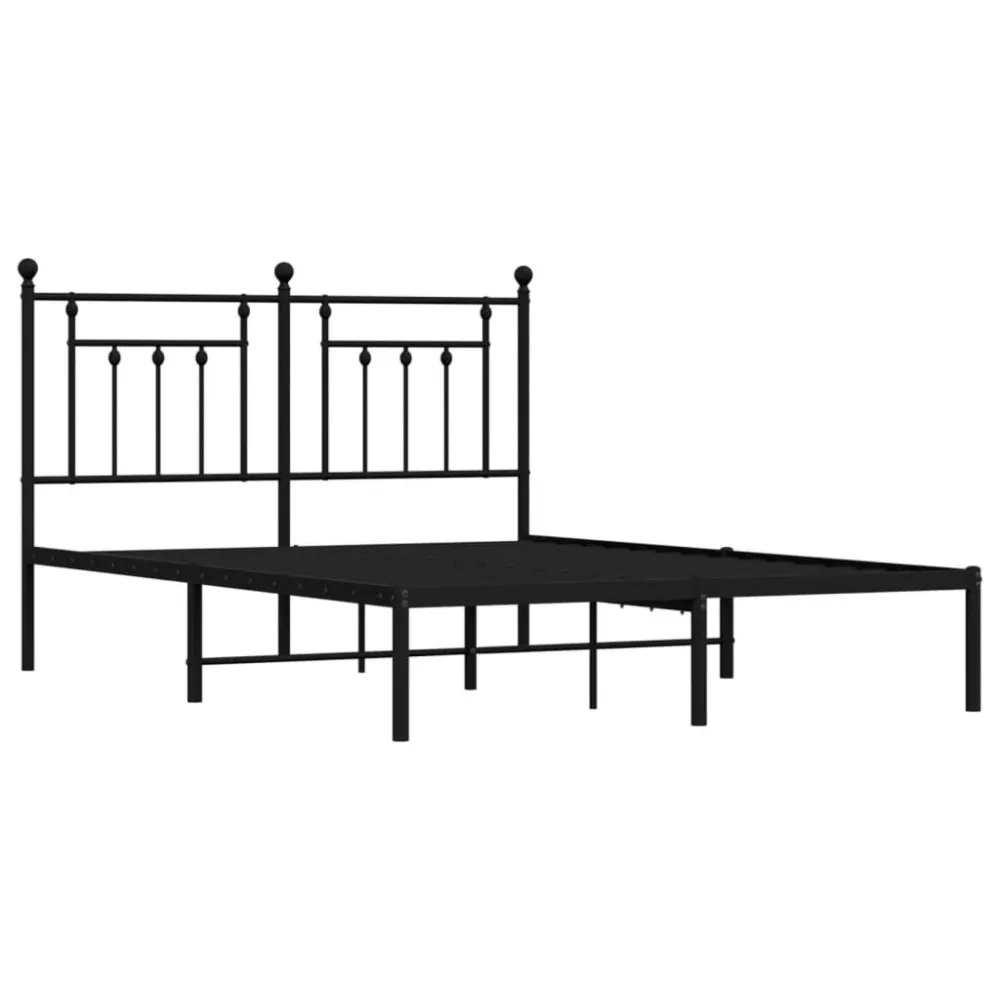 Bedframe met hoofdbord metaal zwart 140x190 cm