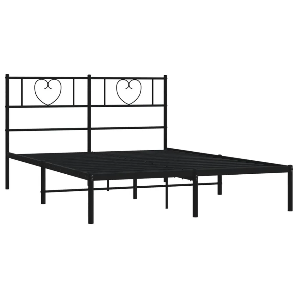 Bedframe met hoofdbord metaal zwart 140x190 cm