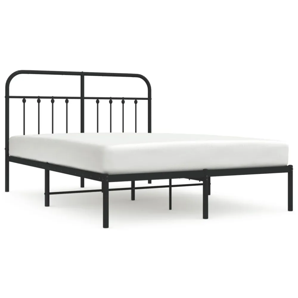 Bedframe met hoofdbord metaal zwart 140x190 cm