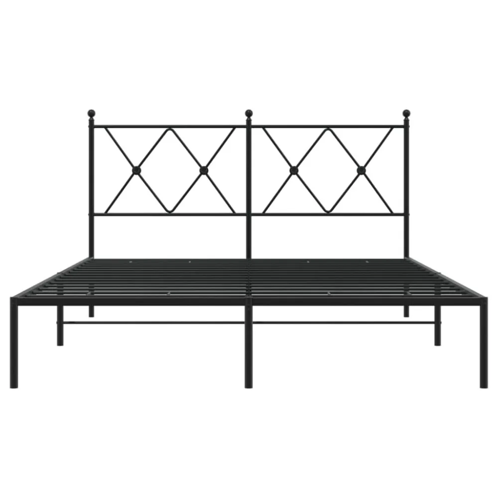 Bedframe met hoofdbord metaal zwart 140x190 cm