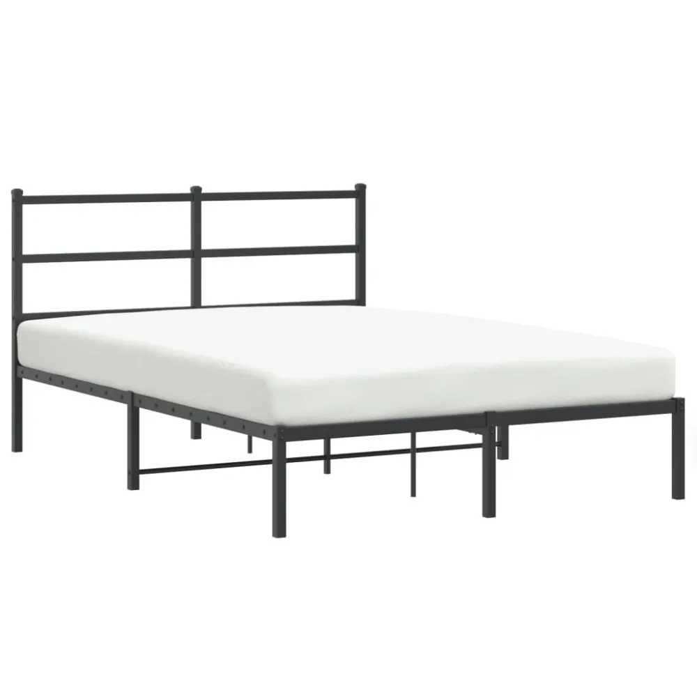 Bedframe met hoofdbord metaal zwart 140x200 cm