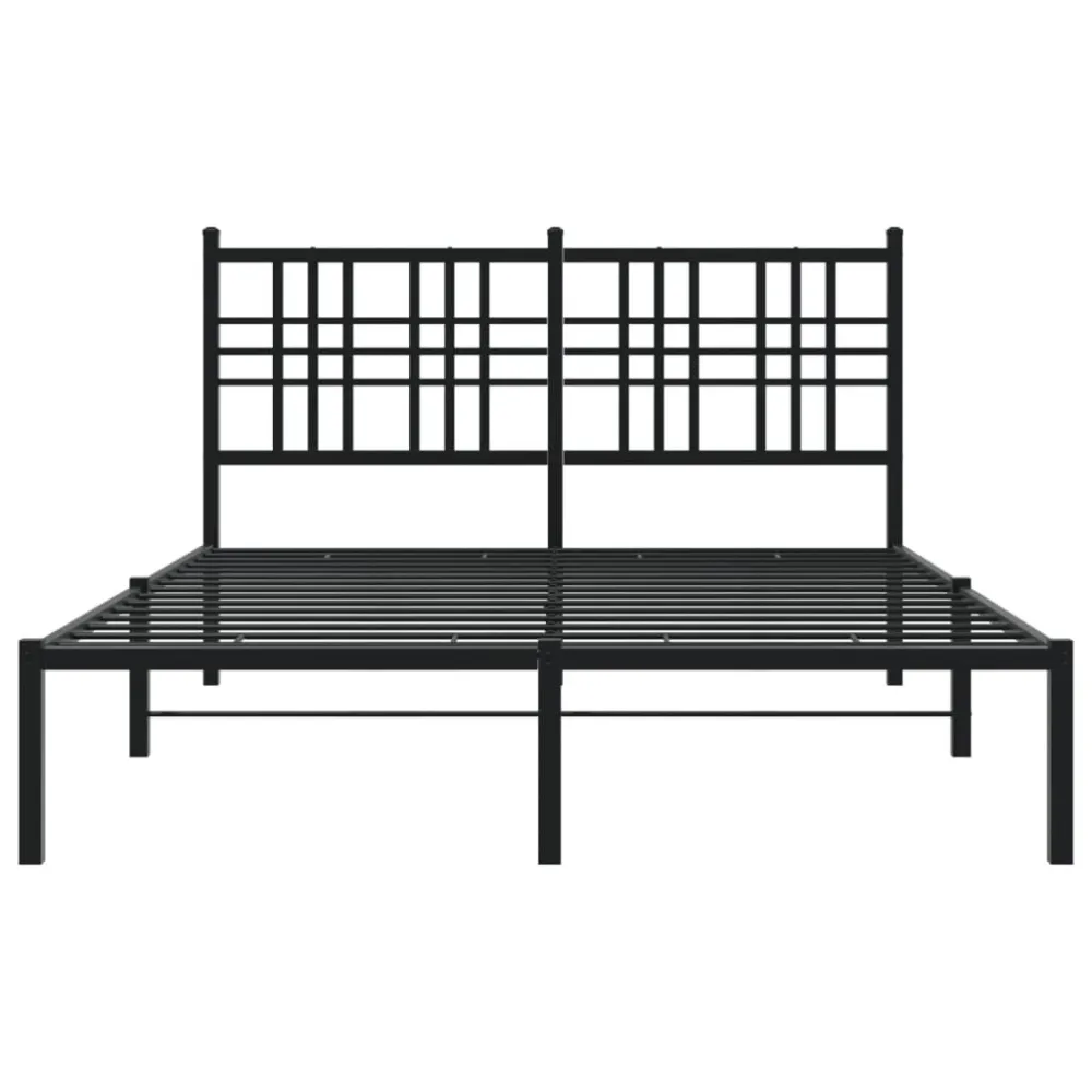 Bedframe met hoofdbord metaal zwart 140x200 cm