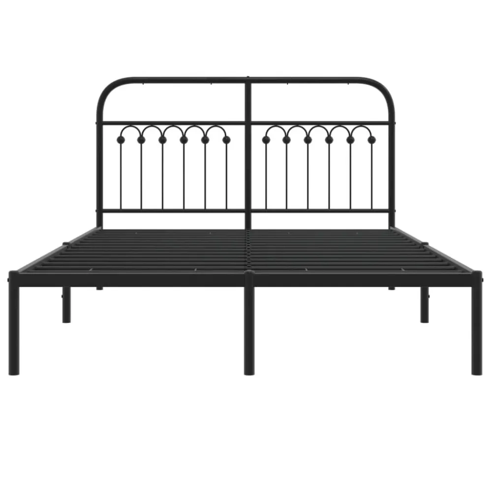 Bedframe met hoofdbord metaal zwart 140x200 cm