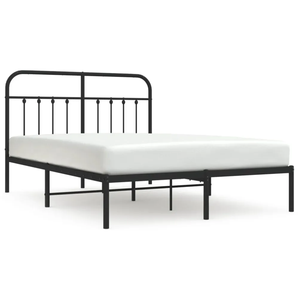 Bedframe met hoofdbord metaal zwart 140x200 cm
