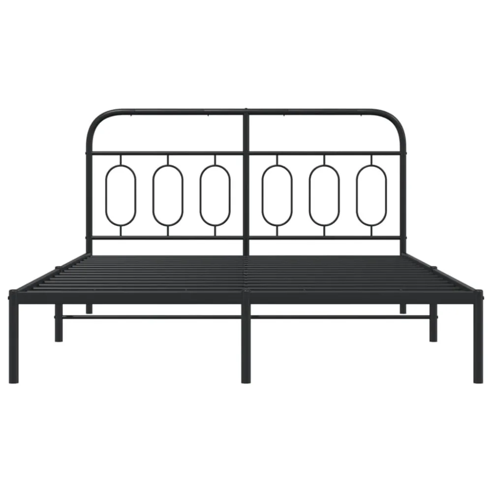 Bedframe met hoofdbord metaal zwart 140x200 cm