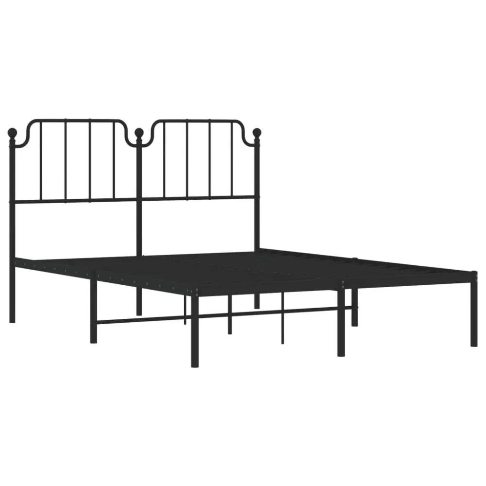 Bedframe met hoofdbord metaal zwart 140x200 cm