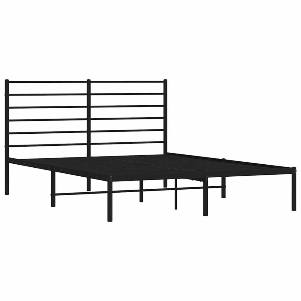 Bedframe met hoofdbord metaal zwart 160x200 cm