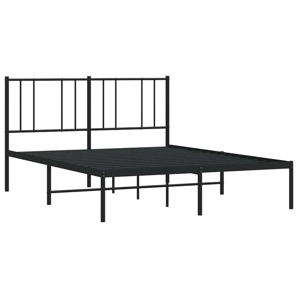 Bedframe met hoofdbord metaal zwart 160x200 cm