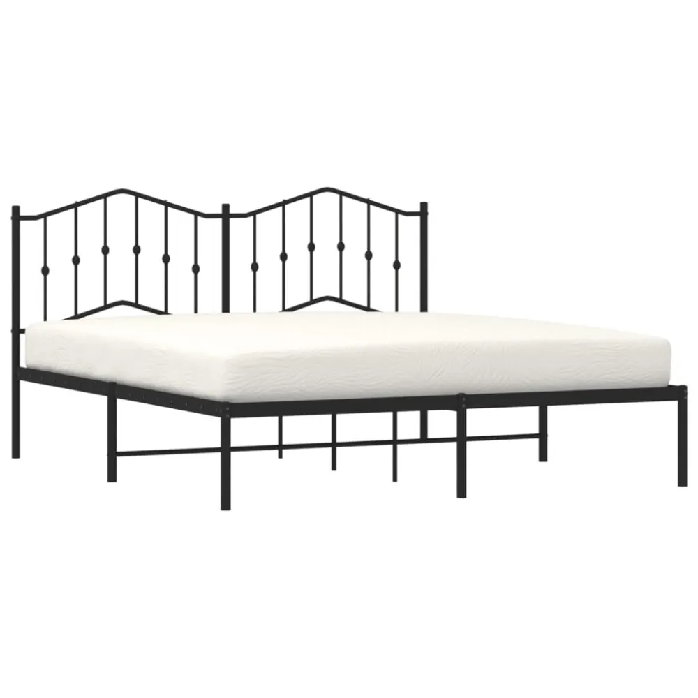 Bedframe met hoofdbord metaal zwart 160x200 cm