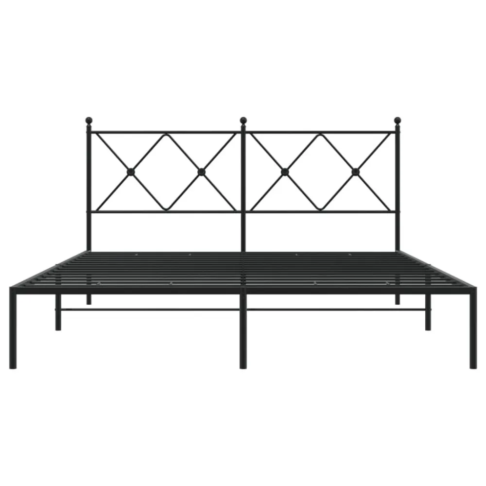 Bedframe met hoofdbord metaal zwart 160x200 cm