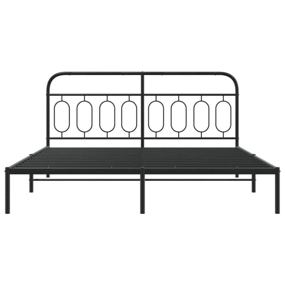 Bedframe met hoofdbord metaal zwart 180x200 cm