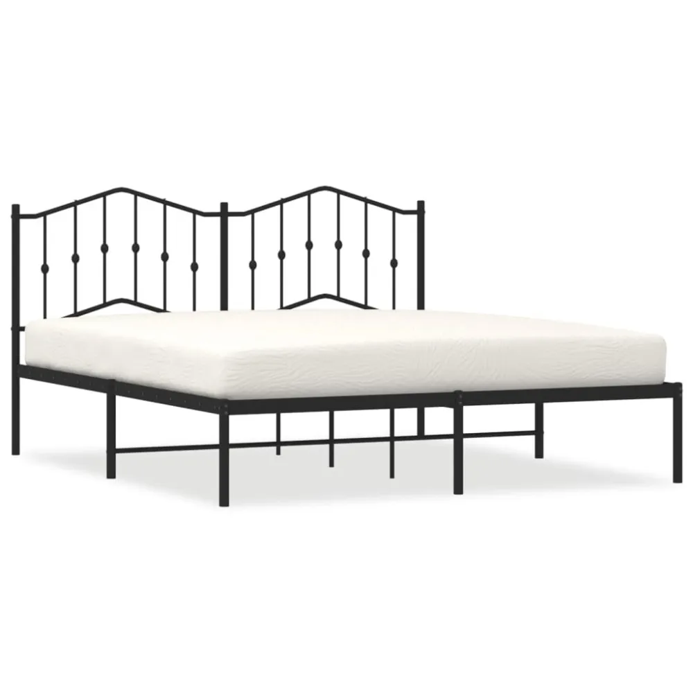 Bedframe met hoofdbord metaal zwart 180x200 cm