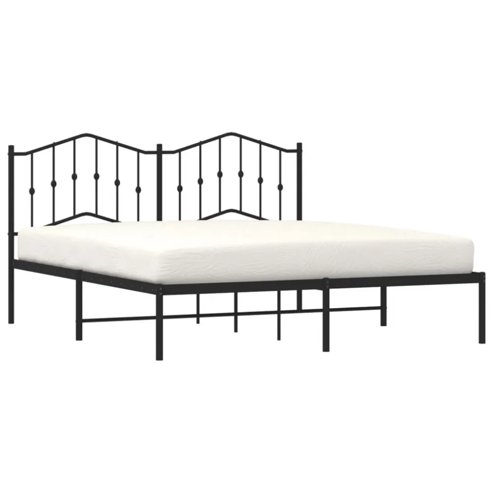 Bedframe met hoofdbord metaal zwart 180x200 cm