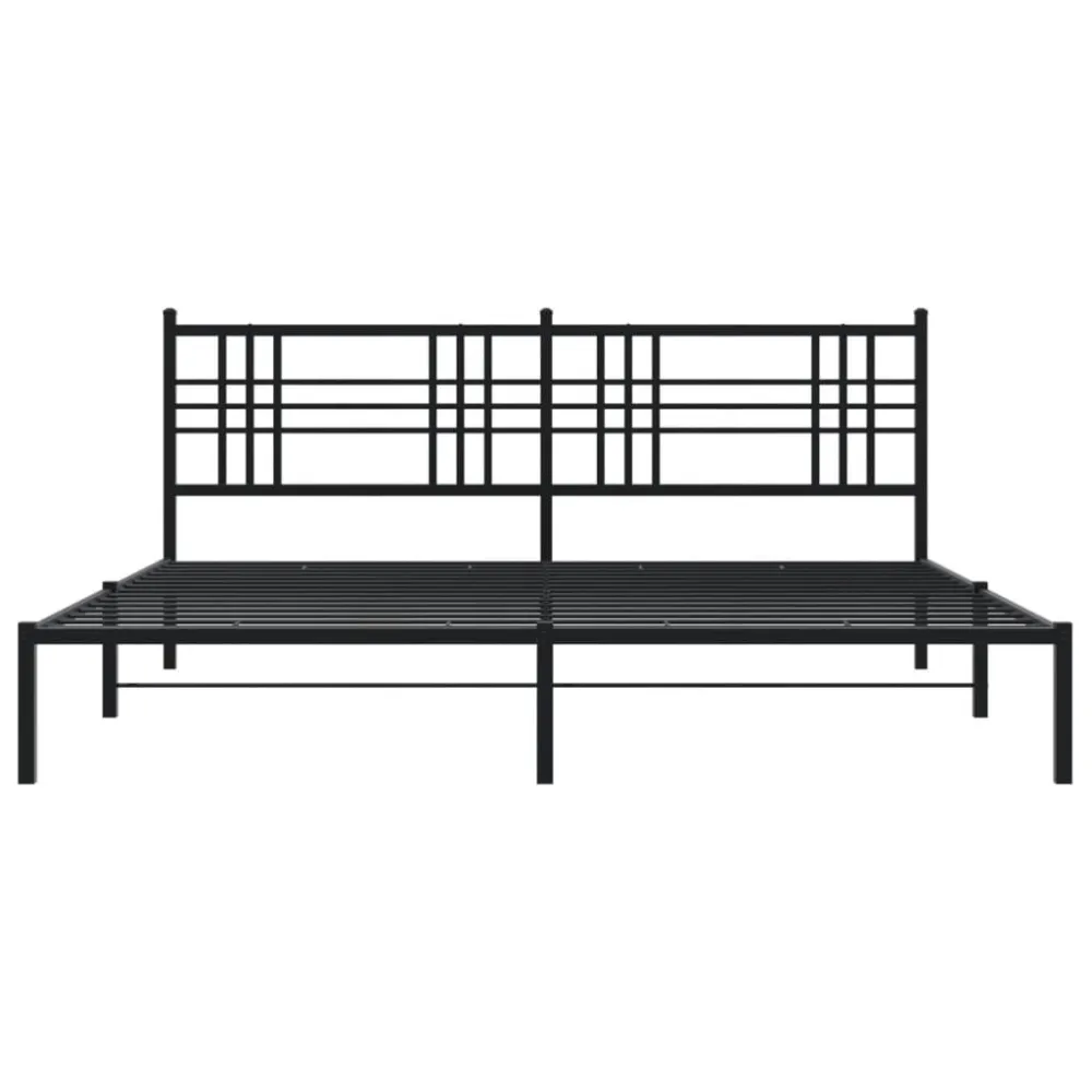 Bedframe met hoofdbord metaal zwart 180x200 cm