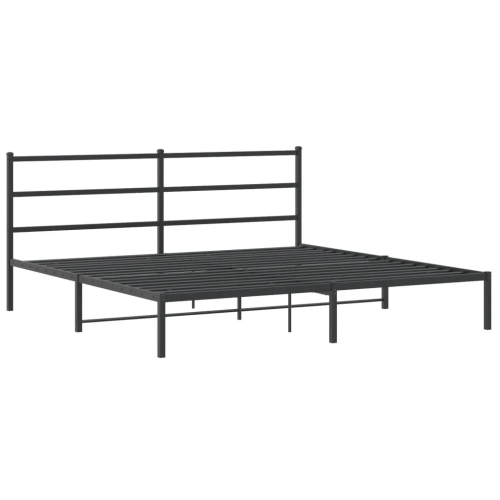 Bedframe met hoofdbord metaal zwart 180x200 cm