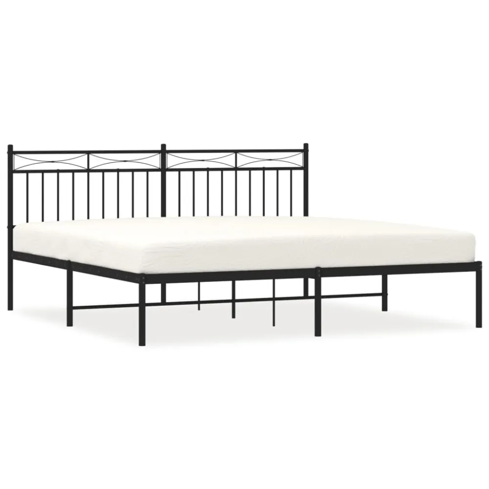 Bedframe met hoofdbord metaal zwart 180x200 cm