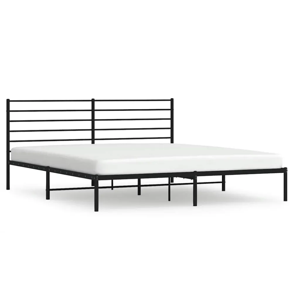 Bedframe met hoofdbord metaal zwart 180x200 cm